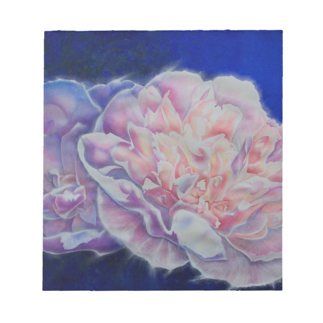 Romantic elegant pink white blue pastel watercolor notepad (Front)