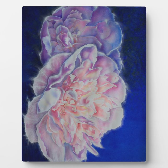 Romantic elegant pink white blue pastel watercolor plaque (Front)