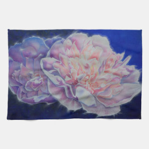 Romantic elegant pink white blue pastel watercolor tea towel