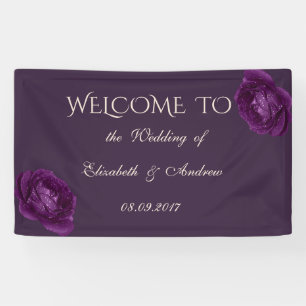Romantic Elegant Purple Roses Wedding Banner