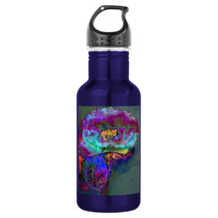 Romantic elegant purple teal flower painting 532 ml water bottle
