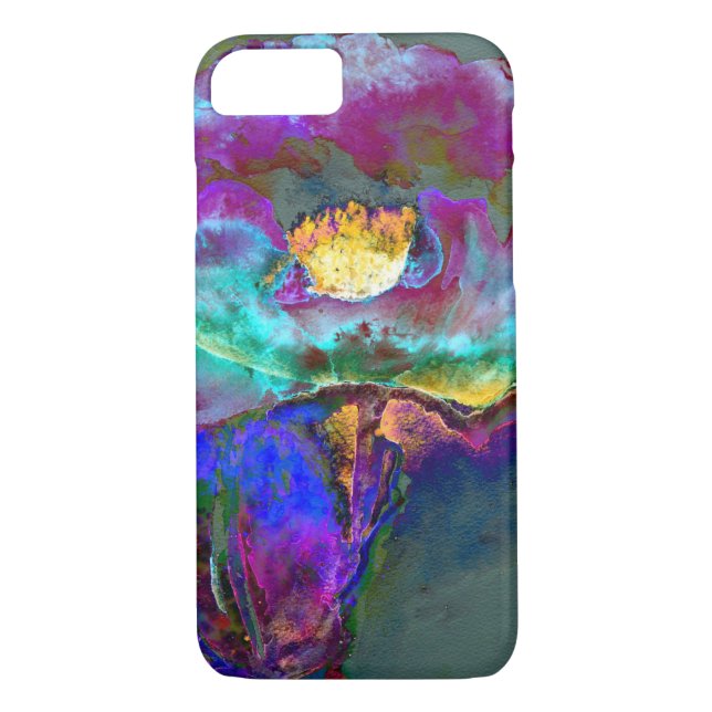 Romantic elegant purple teal flower painting Case-Mate iPhone case (Back)