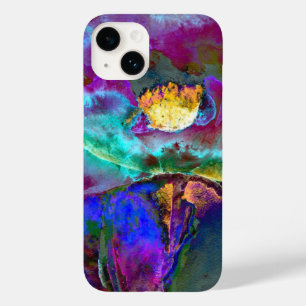 Romantic elegant purple teal flower painting Case-Mate iPhone 14 case