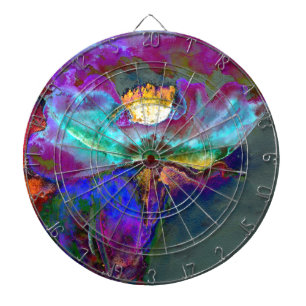 Romantic elegant purple teal flower painting dartboard