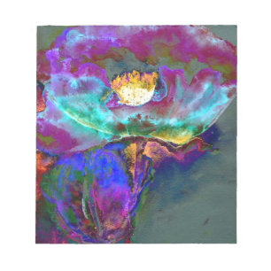 Romantic elegant purple teal flower painting notepad