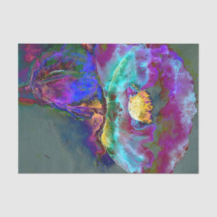 Romantic elegant purple teal flower painting tissue paper