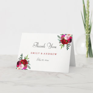 Romantic Elegant  Red Rose Wedding Thank You Card