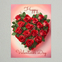 Romantic Elegant Red Roses Heart Valentine's Day