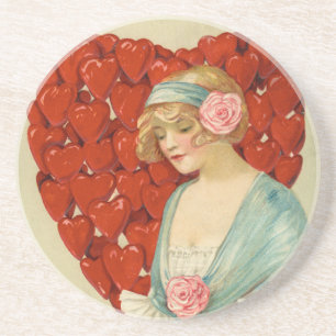 Romantic Elegant Retro Valentine, John Winsch 1910 Coaster