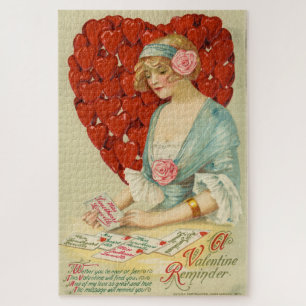 Romantic Elegant Retro Valentine, John Winsch 1910 Jigsaw Puzzle