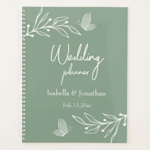 Romantic elegant sage green floral wedding planner