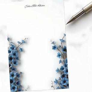 Romantic Elegant Serene Blue Blossoms Stationery