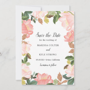 Romantic Elegant Spring Floral Blush Pink Wedding Save The Date
