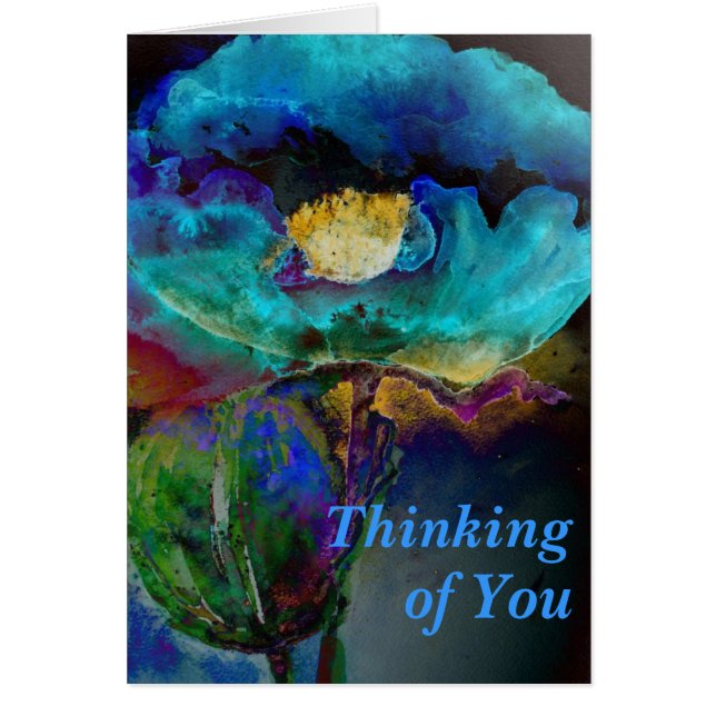 Romantic elegant teal floral watercolor painting (Front)