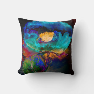 Romantic elegant teal floral watercolor painting cushion