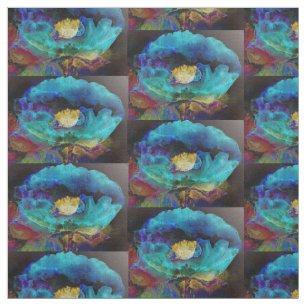 Romantic elegant teal floral watercolor painting fabric