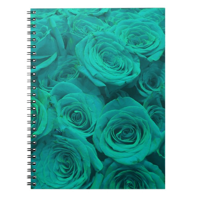 Romantic elegant teal - green  roses notebook (Front)