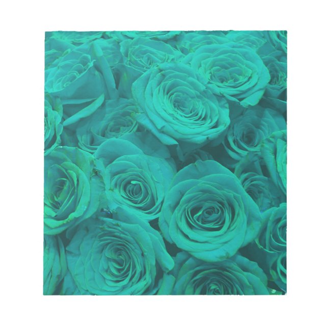 Romantic elegant teal - green  roses notepad (Front)