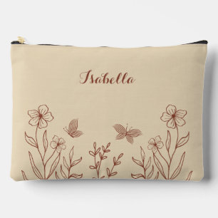 Romantic elegant terracotta floral accessory pouch