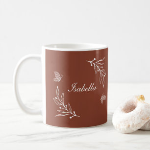 Romantic elegant terracotta floral  coffee mug