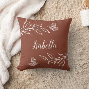 Romantic elegant terracotta floral cushion