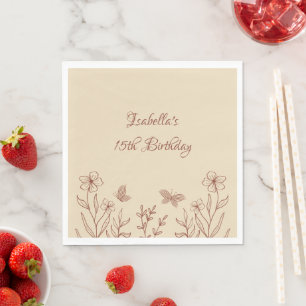 Romantic elegant terracotta floral  napkin
