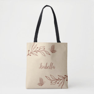 Romantic elegant terracotta floral tote bag