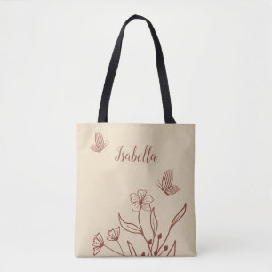 Romantic elegant terracotta floral tote bag