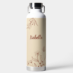 Romantic elegant terracotta floral  water bottle