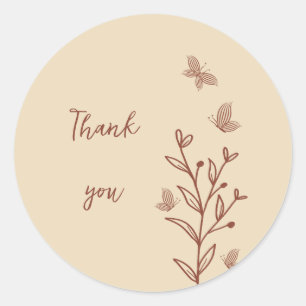 Romantic elegant terracotta floral wedding classic round sticker