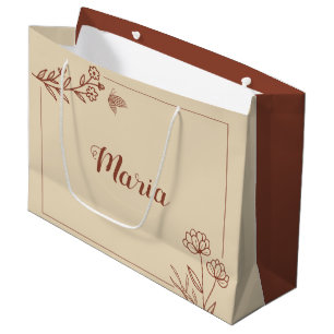 Romantic elegant terracotta floral wedding large gift bag