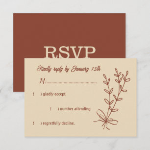 Romantic elegant terracotta floral wedding  RSVP card