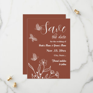 Romantic elegant terracotta floral wedding save the date
