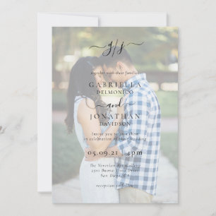 Romantic Elegant Two Photo Monogram Wedding  Invitation