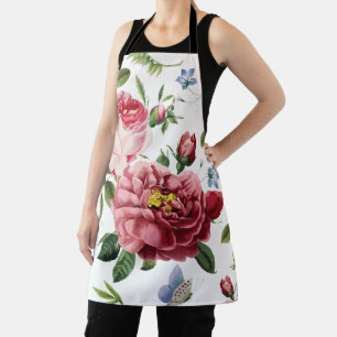 Romantic Elegant Vintage Pink English Roses Apron