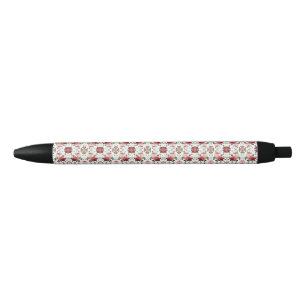 Romantic Elegant Vintage Pink English Roses Black Ink Pen