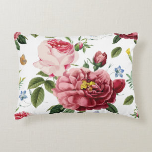 Romantic Elegant Vintage Pink English Roses Decorative Cushion