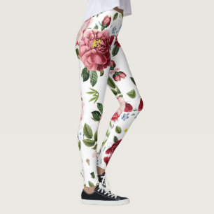 Romantic Elegant Vintage Pink English Roses Leggings
