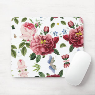 Romantic Elegant Vintage Pink English Roses Mouse Mat