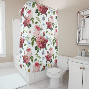 Romantic Elegant Vintage Pink English Roses Shower Curtain