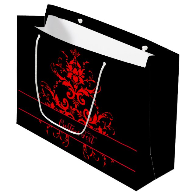 Romantic, Elegant Vintage Red Damask  Large Gift Bag (Front Angled)