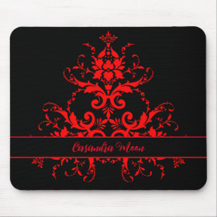 Romantic, Elegant Vintage Red Damask  Mouse Mat