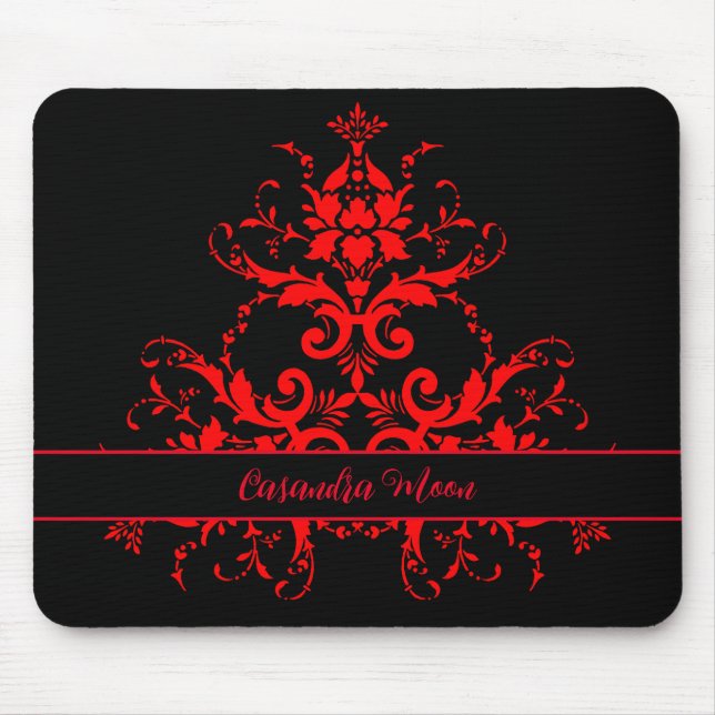 Romantic, Elegant Vintage Red Damask  Mouse Mat (Front)