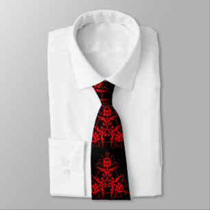 Romantic, Elegant Vintage Red Damask  Tie