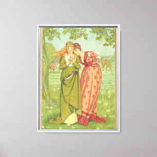 Romantic Elegant Vintage Valentine, Victorian Era Canvas Print