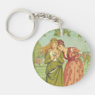 Romantic Elegant Vintage Valentine, Victorian Era Key Ring