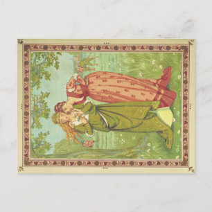 Romantic Elegant Vintage Valentine, Victorian Era Postcard
