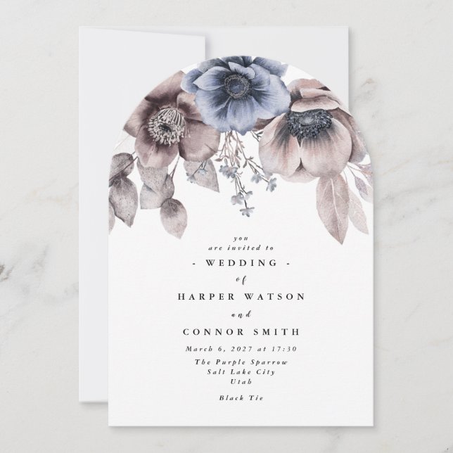 Romantic Elegant Watercolor Floral arch Wedding Invitation (Front)