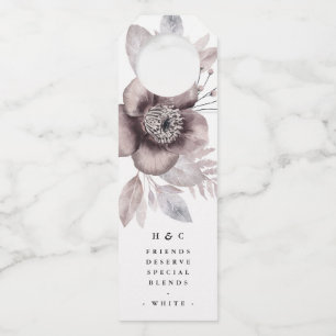 Romantic Elegant Watercolor Floral Wedding Bottle Tag