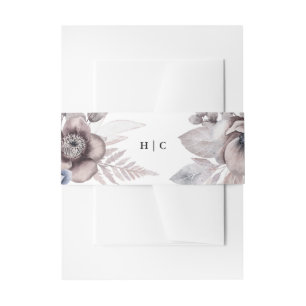 Romantic Elegant Watercolor Floral Wedding Invitation Belly Band
